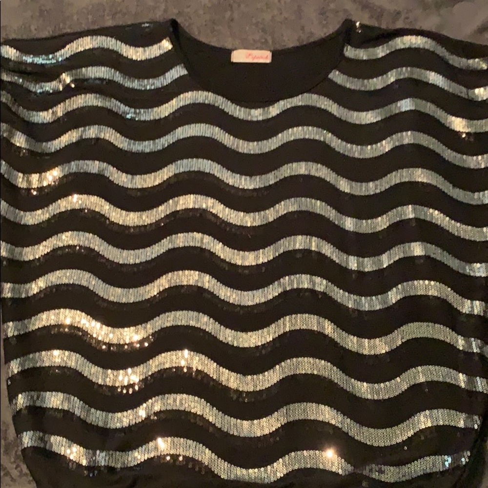 Black and silver sequin shirt